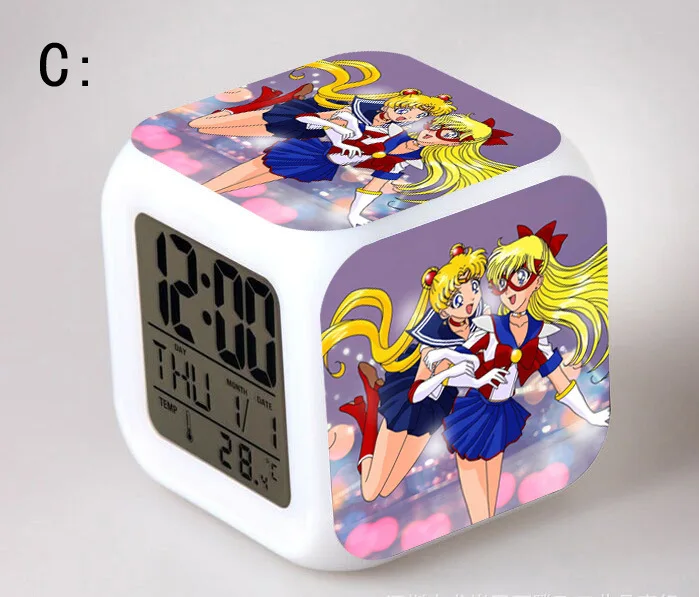 PrettySoldier SailorMoon светодиодный 7 цветов Flash цифровой будильники детский ночной
