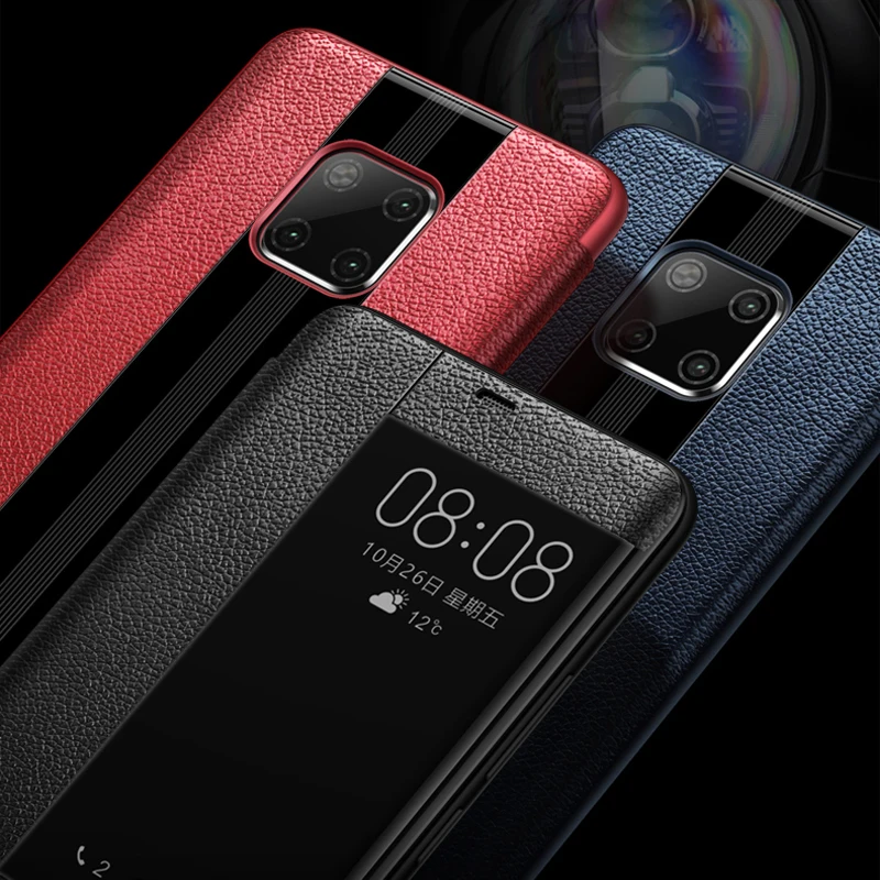 Кожаный чехол для Huawei Mate 20 Роскошные Флип кейсы из натуральной кожи Pro/ X / RS чехлы