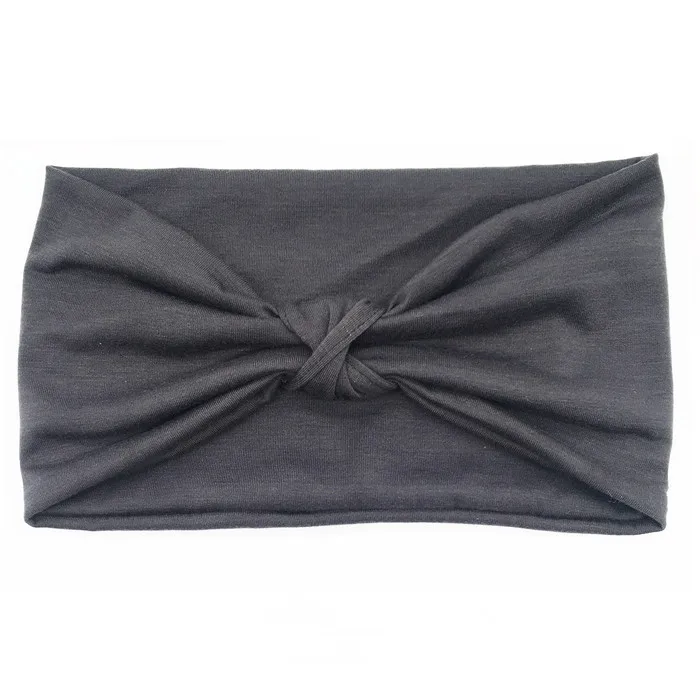 dark grey Новинка, хлопковая широкая повязка на голову, эластичная Женская повязка на голову, аксессуары для волос, тюрбан, повязка на голову, повязка на голову, бандана - Цвет: dark grey