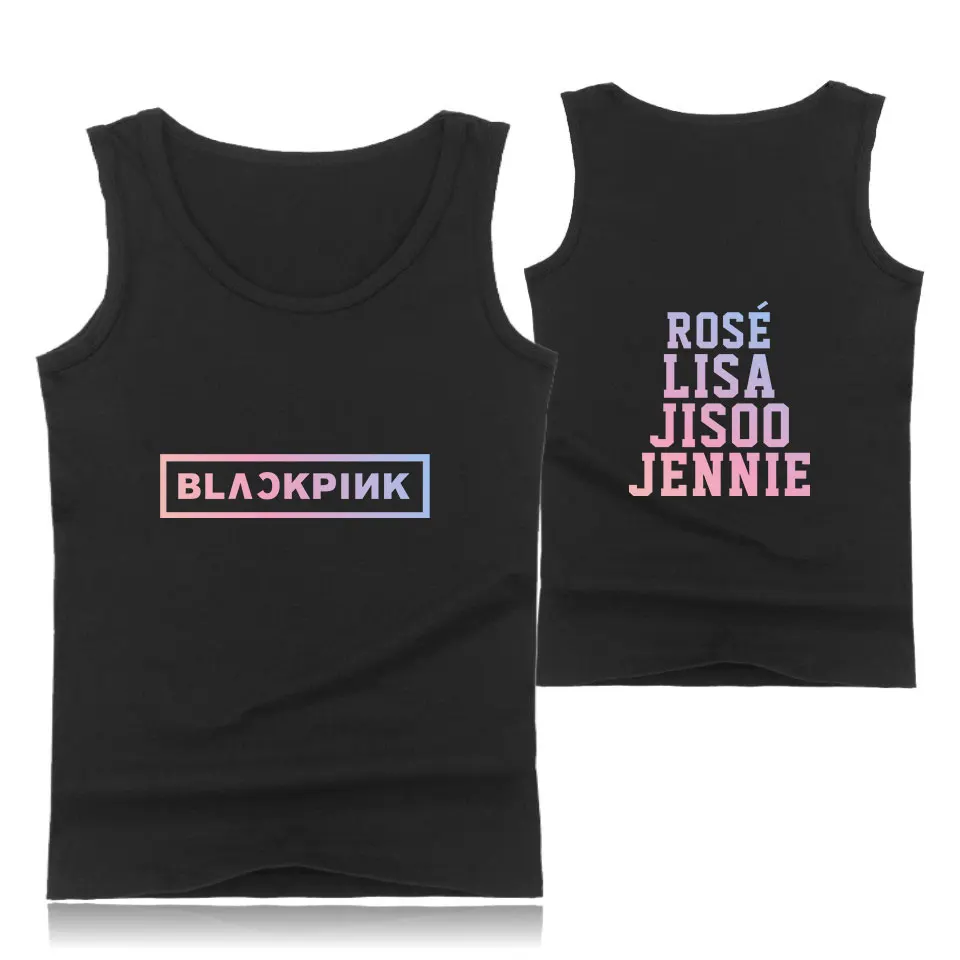 Black Pink Tank Tops New Kpop Summer Harajuku O-neck Casual Cotton Top Tees Funny High Quality Unisex T-shirts | Мужская одежда