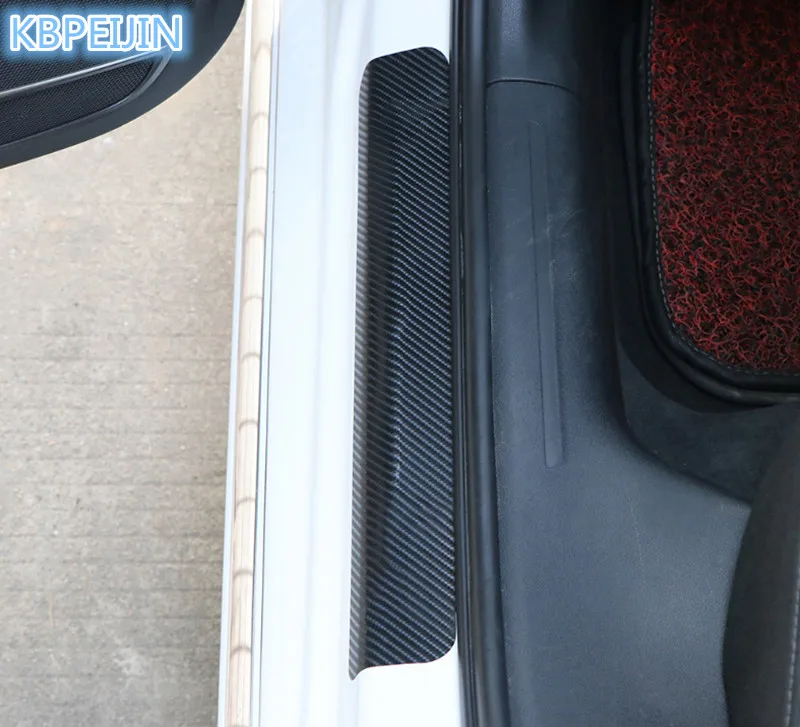 Автомобильный Стайлинг Авто углеродное волокно порога потертости против