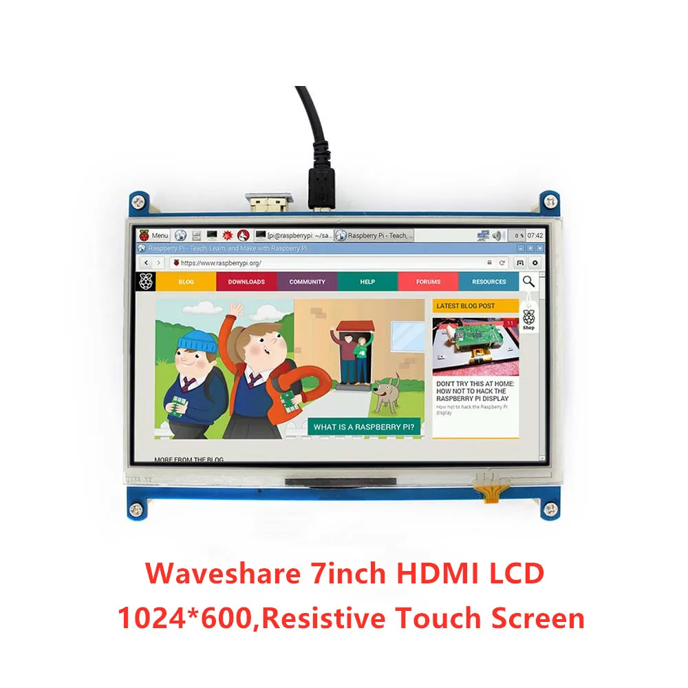 Waveshare 7 дюймовый HDMI ЖК-дисплей 1024*600 резистивный сенсорный экран Экран Дисплей