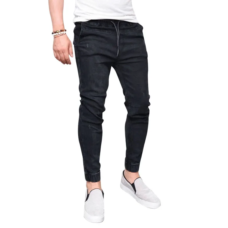 Oeak 2019 Jeans Men Fashion Elastic Waist Streetwear Skinny Denim Casual Hip Sportswear Joggers Pants Plus Size | Мужская одежда