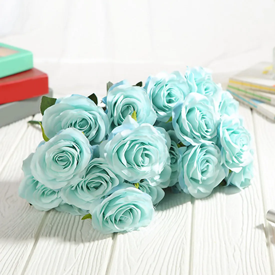 Blue Искусственный шелк, 1 букет, 10 голов, французская Роза, цветочный букет, искусственный цветок, на стол, Маргаритка, свадебные цветы, Декор, вечерние, аксессуары, Флорес - Цвет: Blue