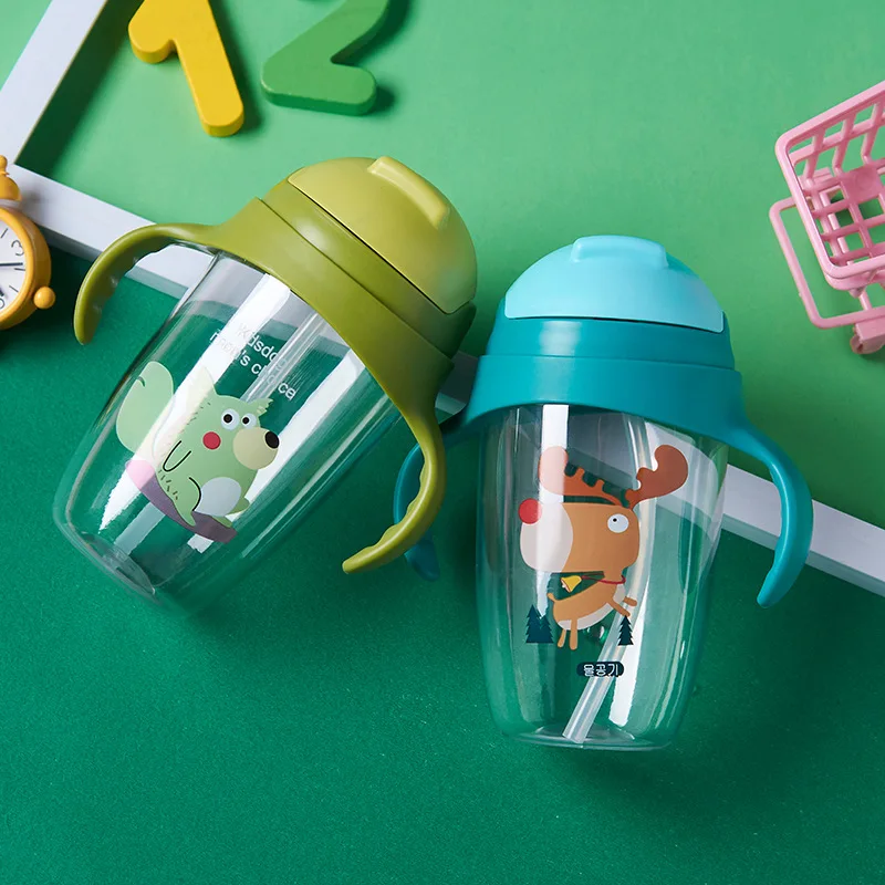 Бутылка для младенцев 350 мл без БФА с нескользящей ручкой и крышкой чашки|Бутылки|