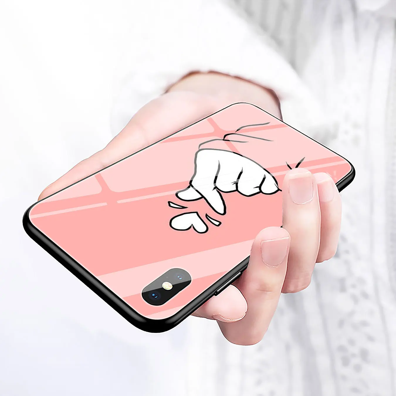 Чехол для телефона Lavaza Love on the finger kpop heart из закаленного стекла Apple iPhone XR X XS Max 6 6S 7 8