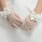 Женские цветочные перчатки для первого причастия с бантом и жемчугом, тюлевые перчатки для особых случаев для свадьбы