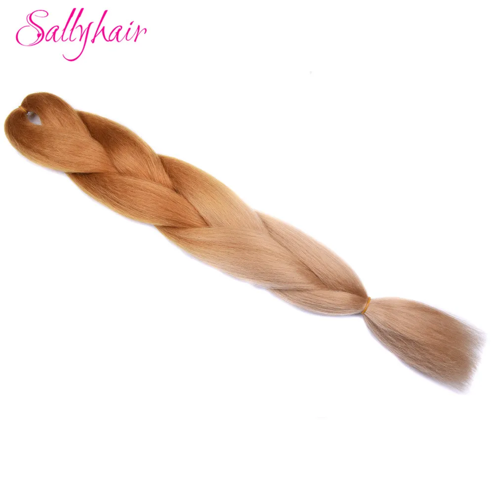 P12/613 Jumbo косы ombre плетение волос 2 3 тон чёрный; коричневый розовый цвет sallyhair 24 дюйма высокой Температура Волокно Синтетические волосы расширение - Цвет: P12/613