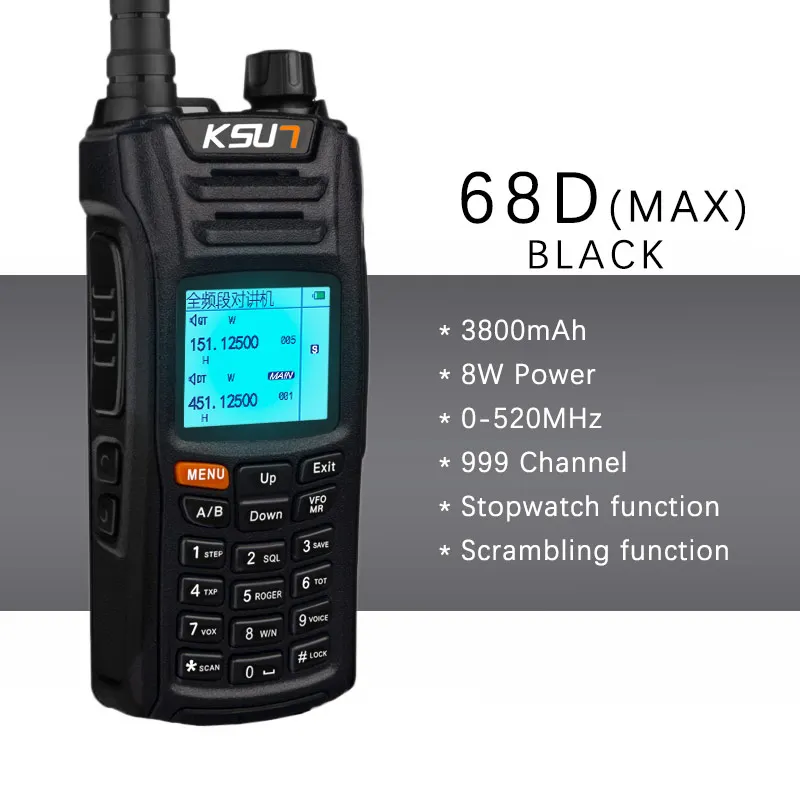 KSX68D-B KSUN KS-XKB портативная рация 6 Вт Высокая мощность Двухдиапазонный портативный двухсторонний радиопередатчик HF трансивер любительский удобный - Цвет: KSX68D-B