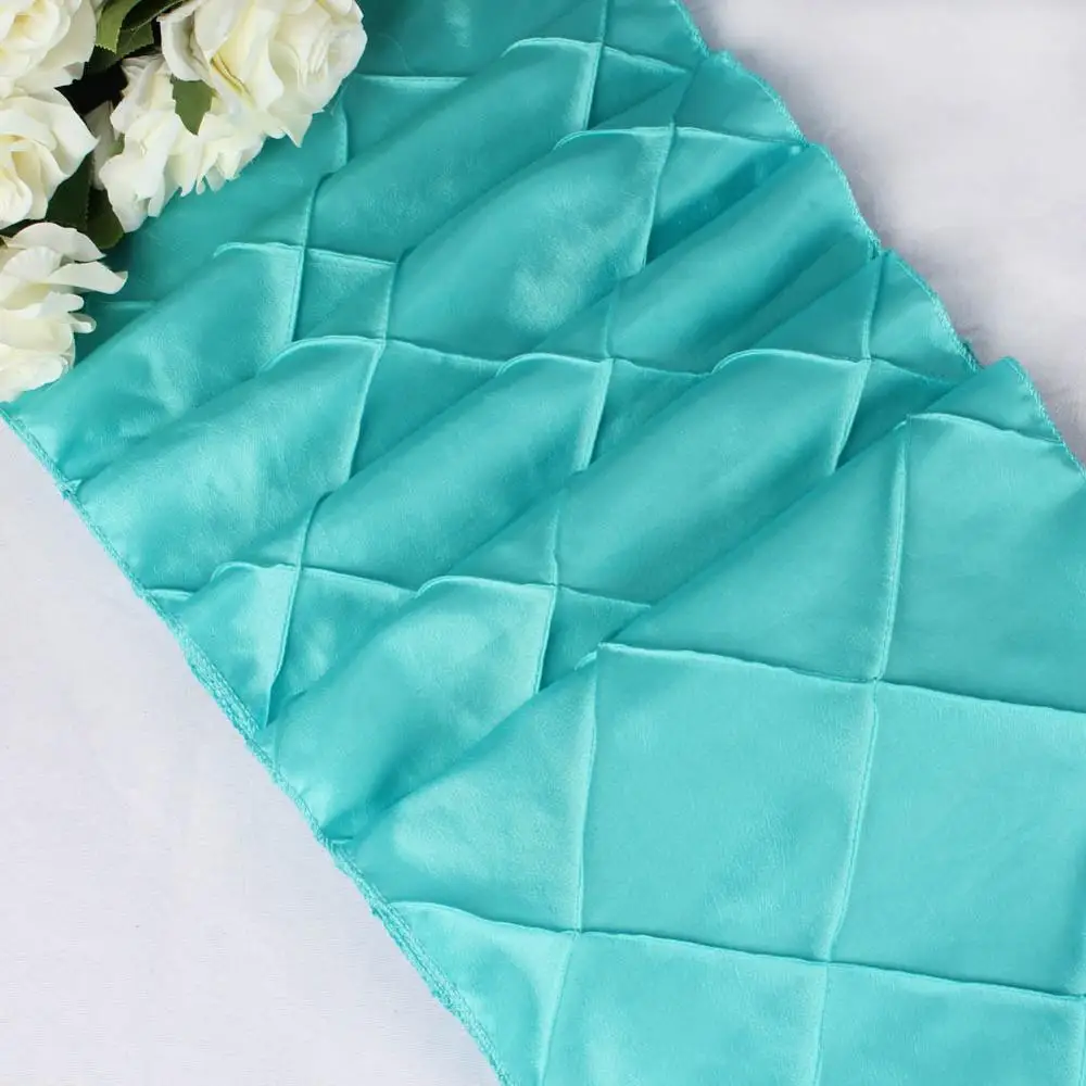 Aqua blue OurWarm высокое качество Pintuck настольный бегун современный стиль, сатиновый материал, для стола бегуны для дома вечерние Свадебные Рождественские украшения 30 см x 275 см - Цвет: Aqua blue
