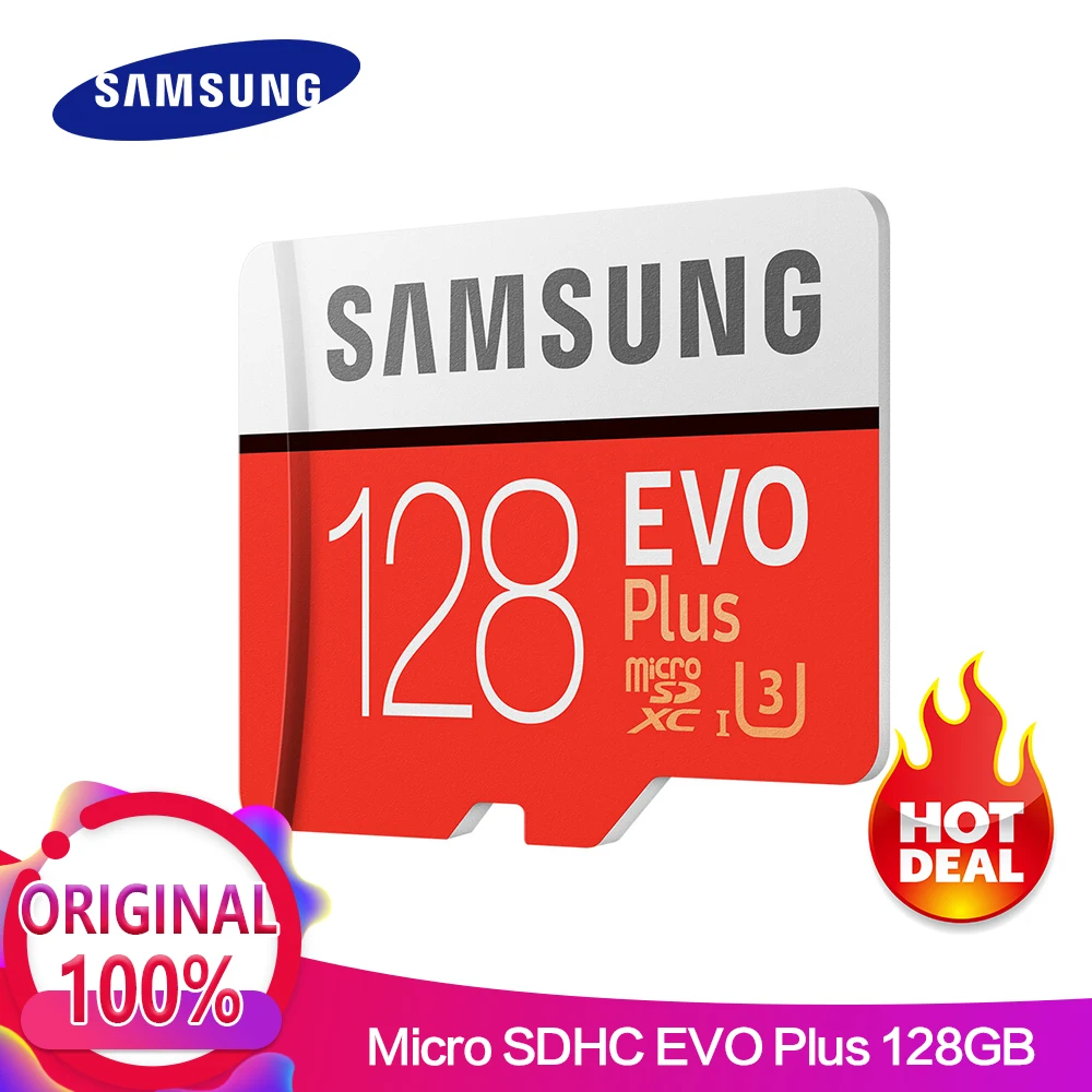 SAMSUNG карта памяти Micro SD карты памяти 128 ГБ EVO Plus Class10 Водонепроницаемый TF Memoria Sim карты для смартфонов 128 г 95 МБ/с