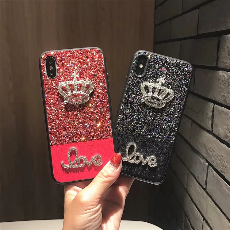 Kuutti 2018 Fashion Rhinestone Crown Bling Glitter Hard PC Phone Cases for iPhone Case 6 Plus 7 8 Luxury Cover Fundas |