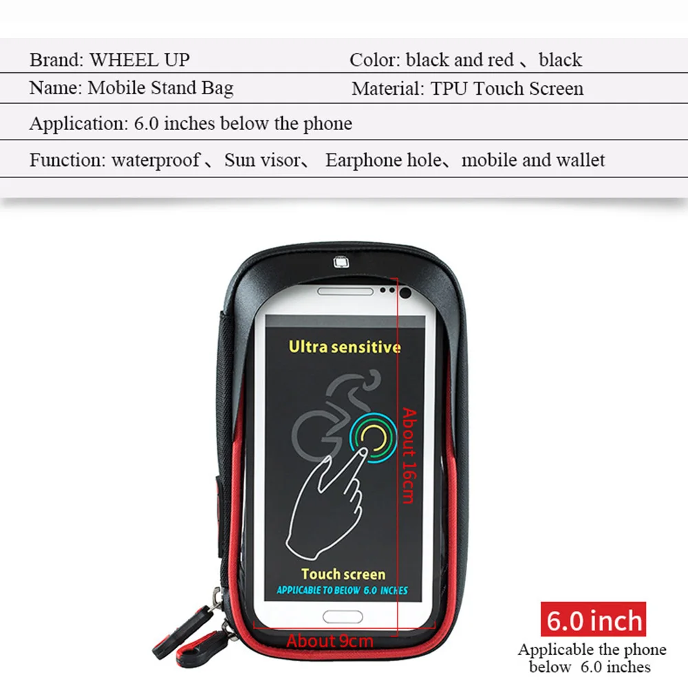 6 дюймовый велосипед велоспорт сумка крепится на переднюю трубу рамы чехлы-сумки