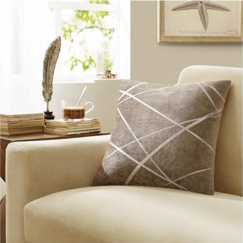 Gray Thick Geometric Pilow Case Covers SILVER JACQUARD High Quality Pillowcase Chenille 40*40/40*70/45*45/50*70/50*90cm WP293-30