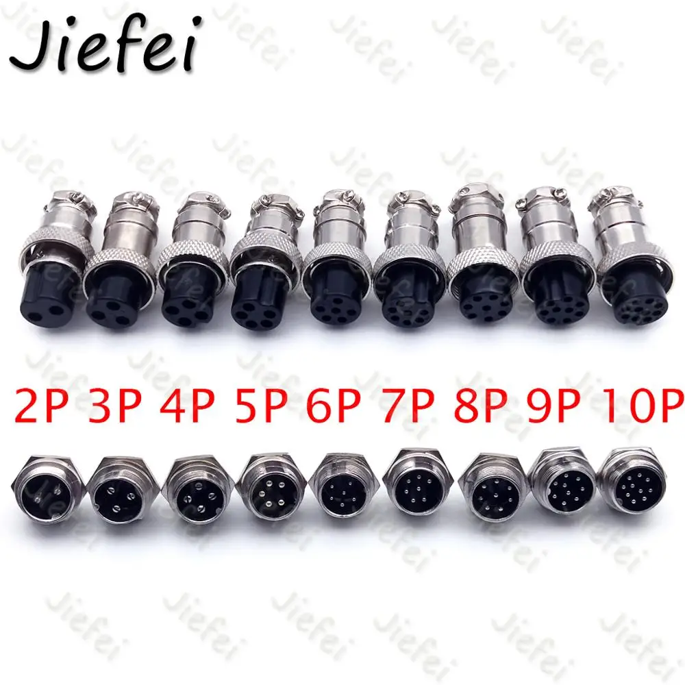 

6set High quality GX16 2 3 4 5 6 7 8 9 10 Pin Male & Female 16mm Circular Aviation Socket Plug Wire Panel Connector