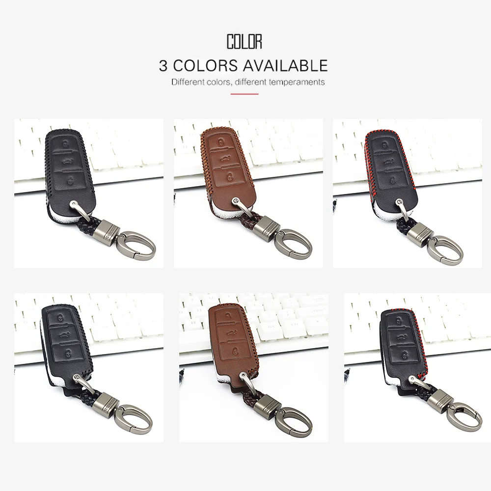 Кожаный чехол для автомобильного ключа Volkswagen VW Golf Polo Passat B5 B6 B7 B8 Beetle T5 Jetta Mk6 Tiguan