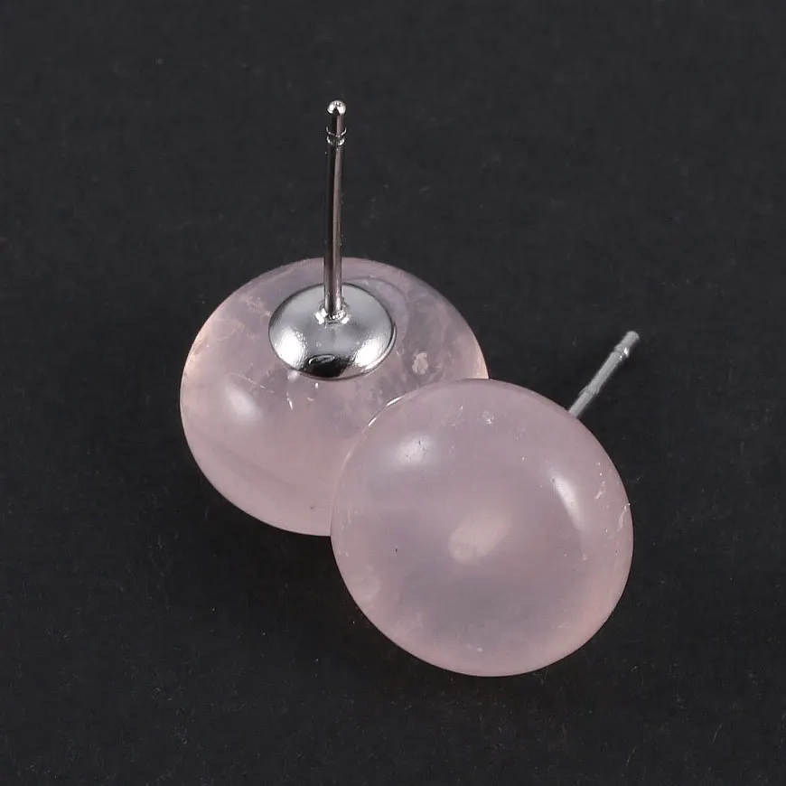 Rose quartz AAA натуральный камень серьги круглые бусины Роза кварца аметисты лазурит серьги камень для женщин - Окраска металла: Rose quartz