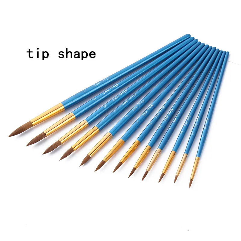 blue 12 tip shape 12 24 шт. нейлоновые волосы деревянная ручка Акварельная кисть для рисования, ручка Набор для обучения масляная Акриловая картина художественные Кисти - Цвет: blue 12 tip shape