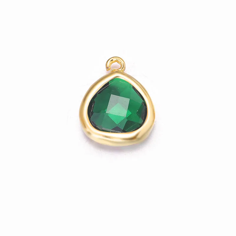 10x13MM Green 4 шт. 8x11 мм 10x13 мм 24k золото шампанского цвета латунь с красочным стеклом треугольные Подвески Ювелирные изделия Аксессуары - Окраска металла: 10x13MM Green