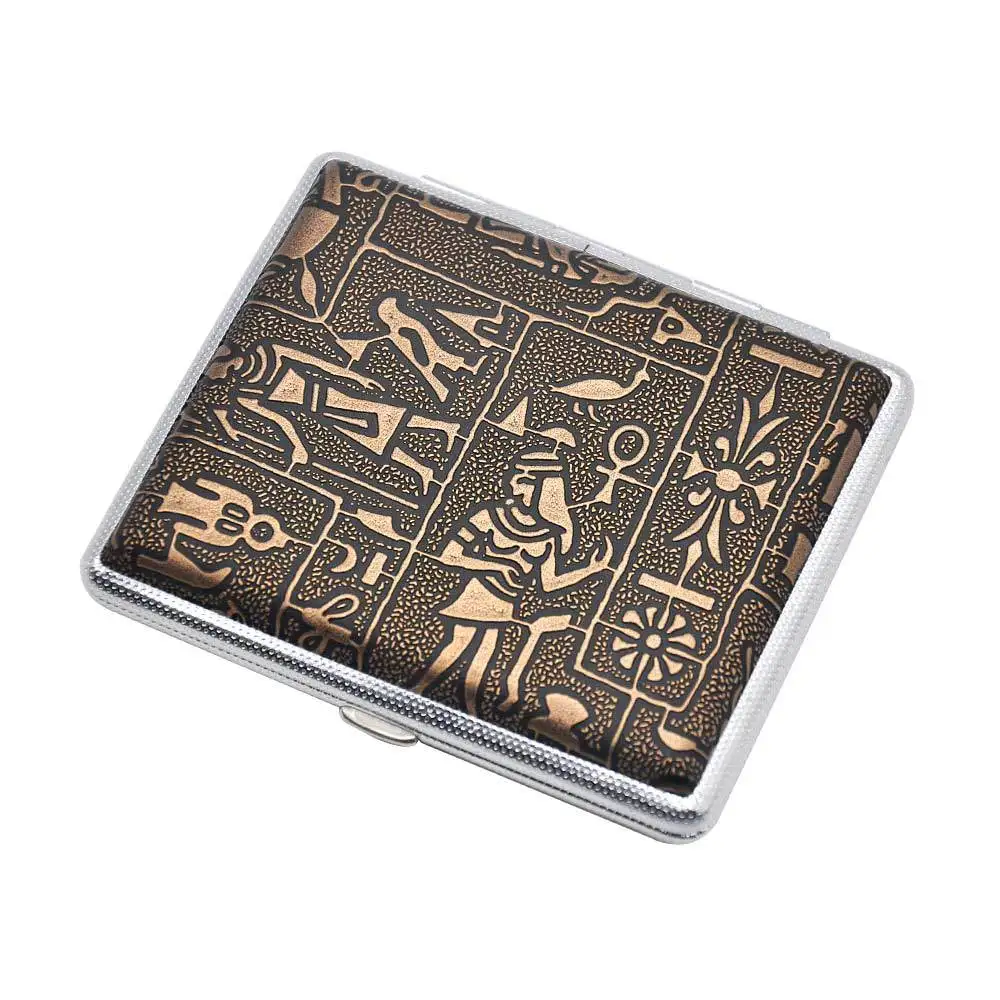 Brown 1 шт., чехол для сигарет из искусственной кожи, карман, коробка для хранения табака, держатель, 18 шт., портативный классический черный металлический контейнер - Цвет: Brown