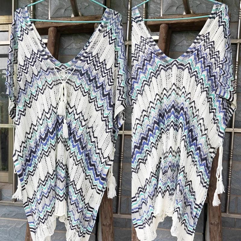 Пляжное трикотажное платье большого размера Vestido de Playa женское пляжное с