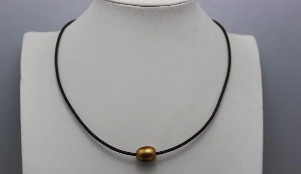 Темно коричневый Натуральная кожа Золотистого цвета пресной воды жемчужное