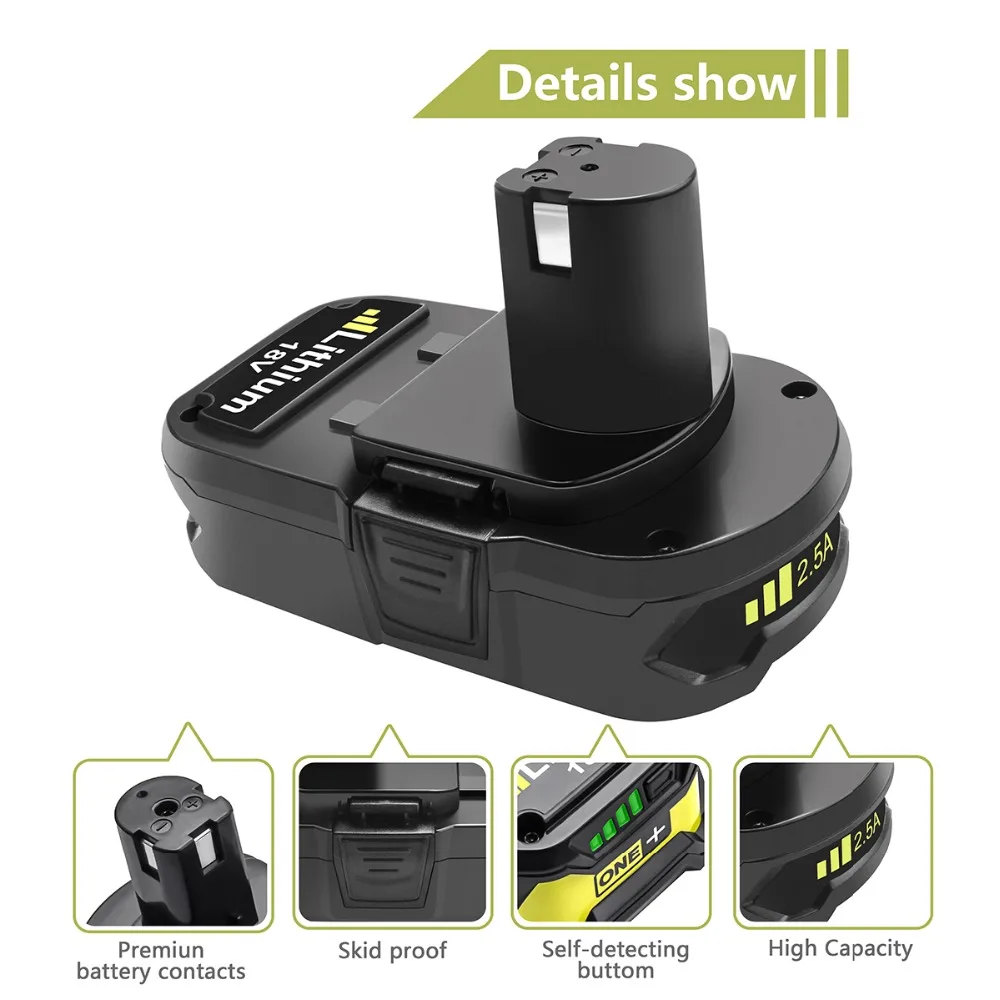 Литий ионная аккумуляторная батарея для Ryobi P107 18 в 2500 мАч|Перезаряжаемые батареи|