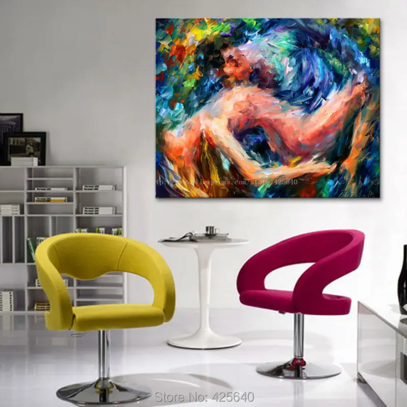 Обнаженная картина маслом для влюбленных сексуальное украшение на стену