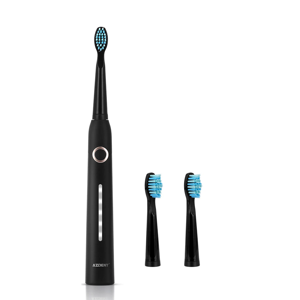 black set toothbrush AZDENT AZ-9 Pro sonic электрическая зубная щетка перезаряжаемая USB зарядное устройство+ 3 сменные головки ультра Соник Водонепроницаемый Таймер 5 режимов - Цвет: black set toothbrush