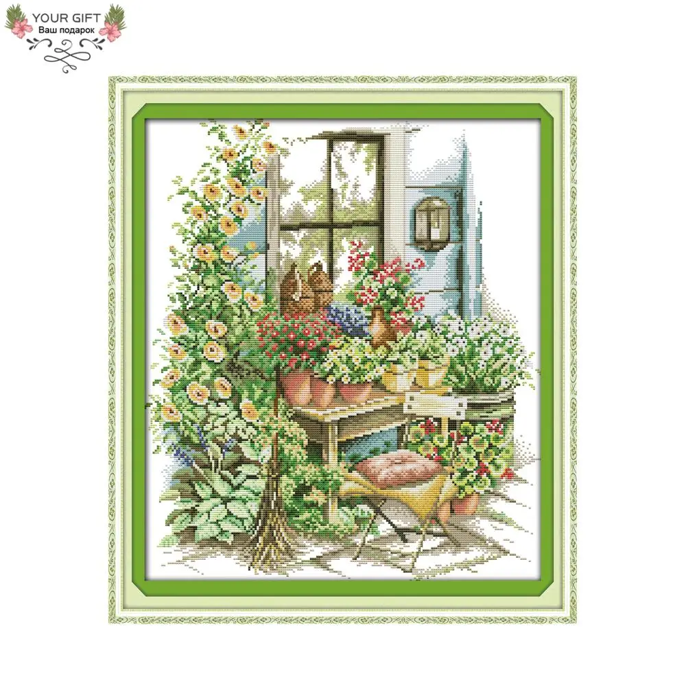 

Joy Sunday Flowers Home Decor F693(2) 14CT 11CT Counted Stamped Spring Garden Needlepoints Embroidery Cross Stitch Kit