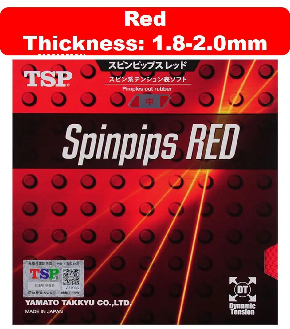 Tsp Spinpips красный/синий Настольный теннис резиновая Pips Out с пинг понг губка Быстрая атака Liu Guo Лян используется - Цвет: 20832 red 1.8-2.0