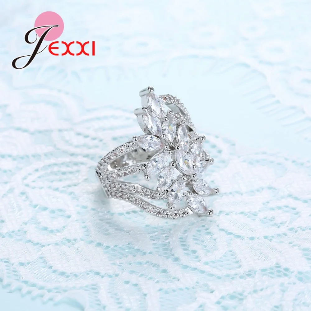 Женское кольцо из стерлингового серебра 925 пробы с белым цирконием вечерние