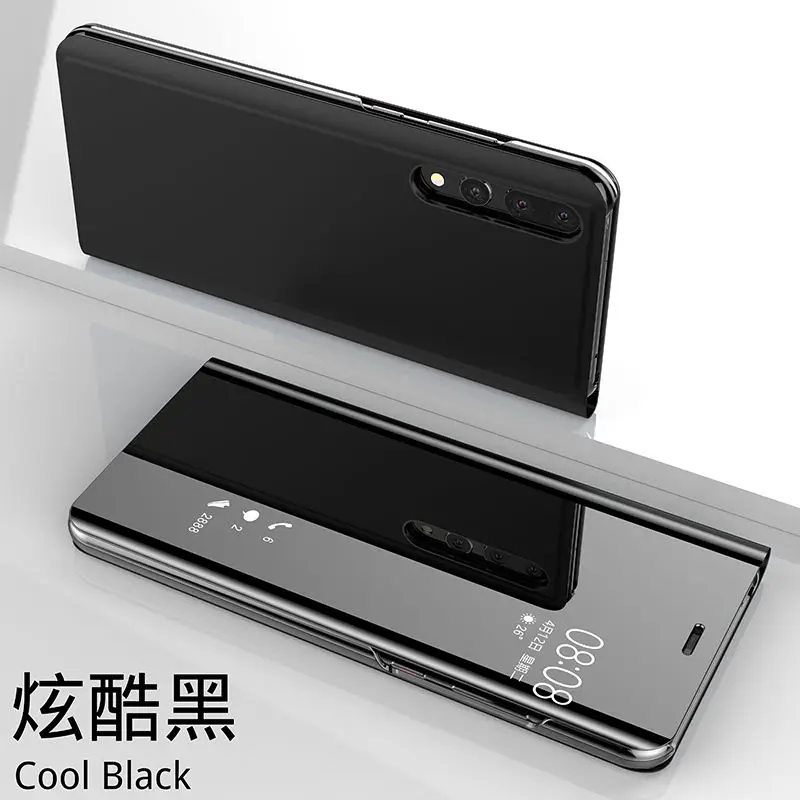 Синий Умный зеркальный флип-чехол для телефона для Xiaomi 8 8SE F1 A1 A2 Lite 5X Redmi 6 6X 6A 5 Plus 3 Note 5 5A 4X Clear и изящным смотровым окошком - Цвет: Синий