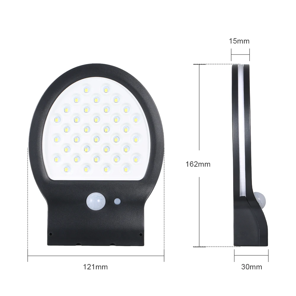 36 светодиодный светильник на солнечной батарее настенный Ночной с датчиком