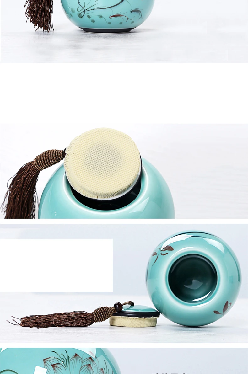 Dehua керамические чайные банки Celadon Lotus Caddy Емкость для чая грубая керамическая банка контейнер для конфет герметичный горшок для хранения винтажный домашний декор
