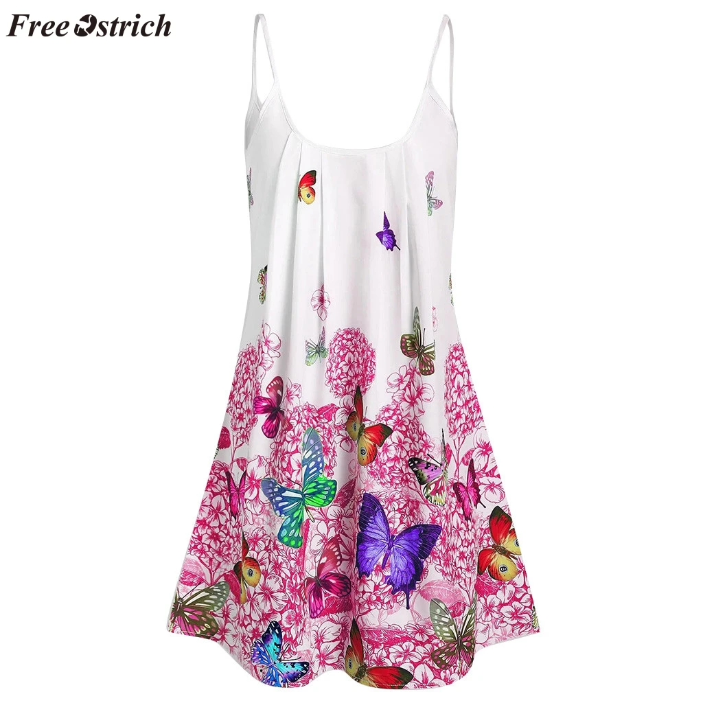 Свободное страусиное платье на бретельках женское модное простое молодежное