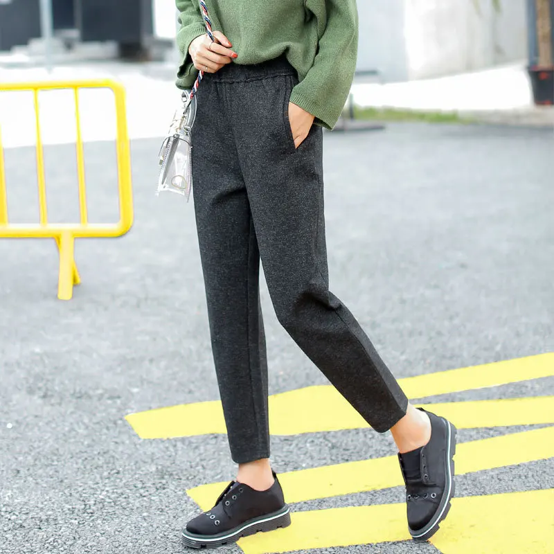 Модные шерстяные женские шаровары 2019 Осень Зима Новое поступление Горячая