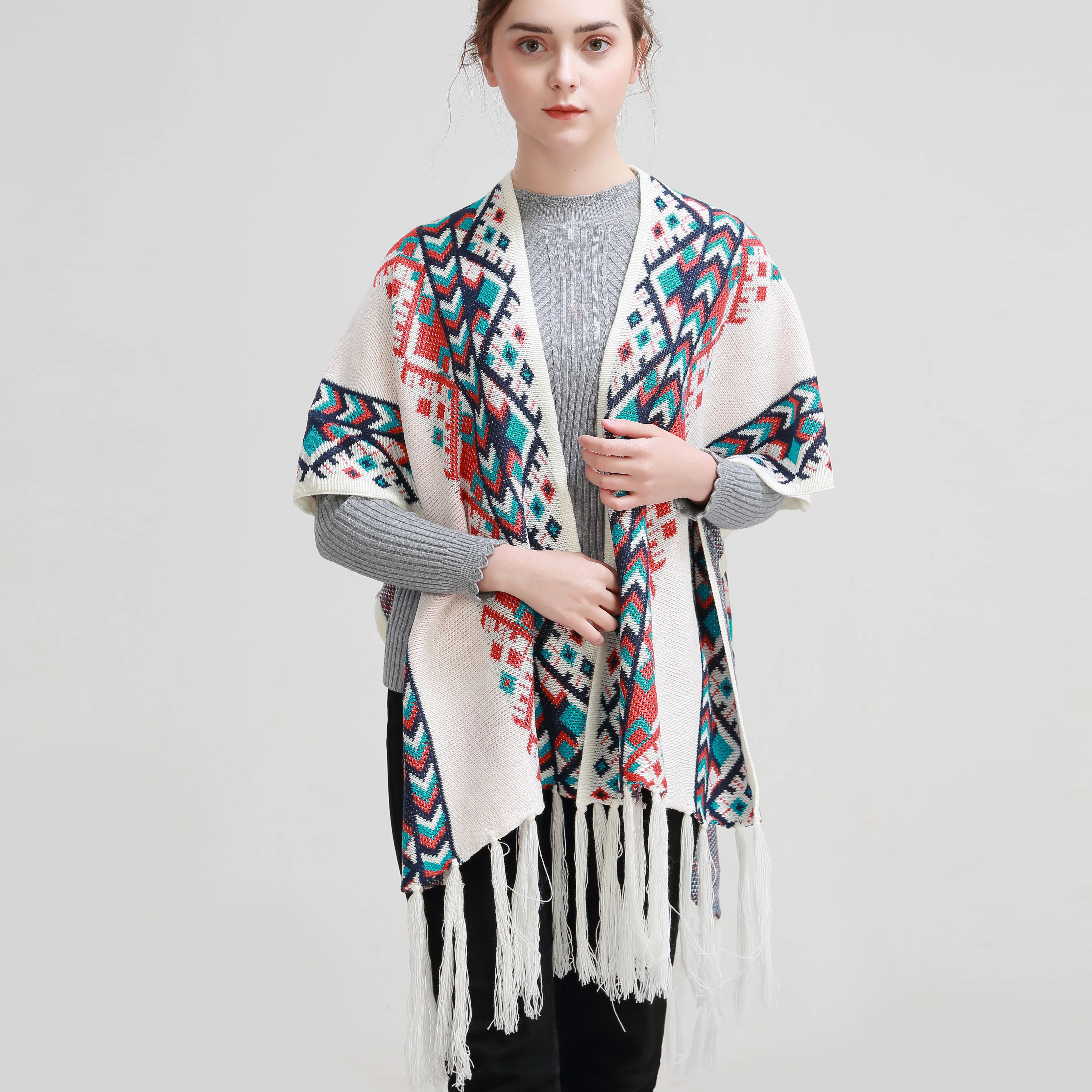 SUMEIKE Модный женский вязаный теплый зимний платок шарф с кисточками|blanket scarf|fashion
