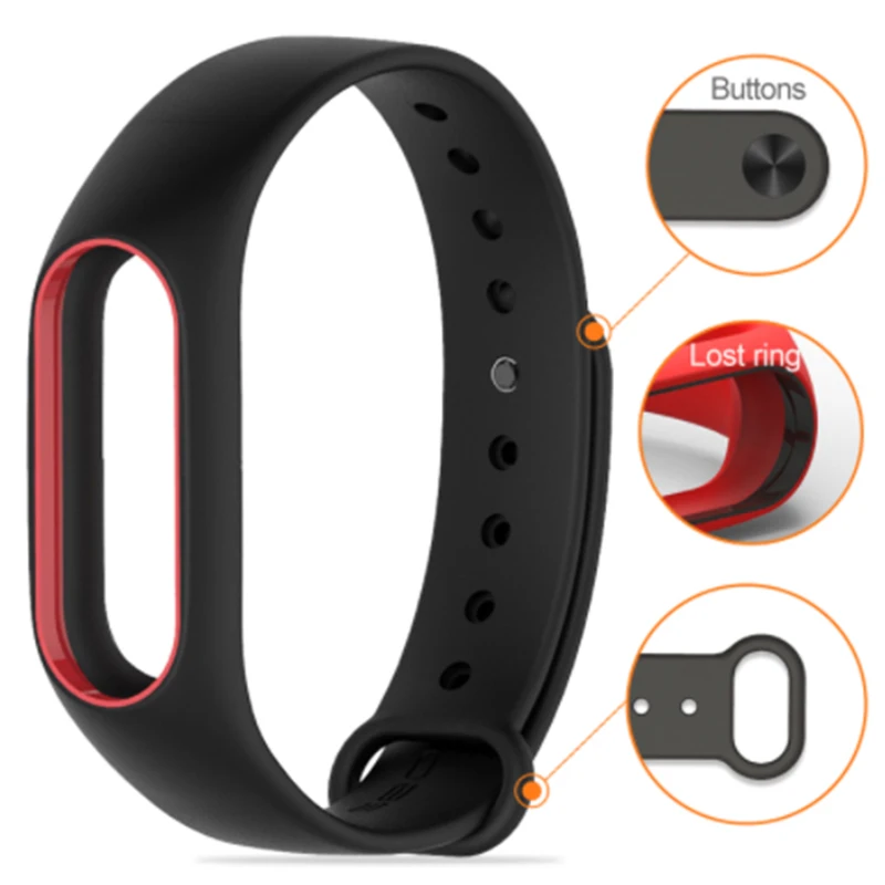 Цветной ремешок miband 2 reloj inteligente высококачественный силиконовый двухцветный