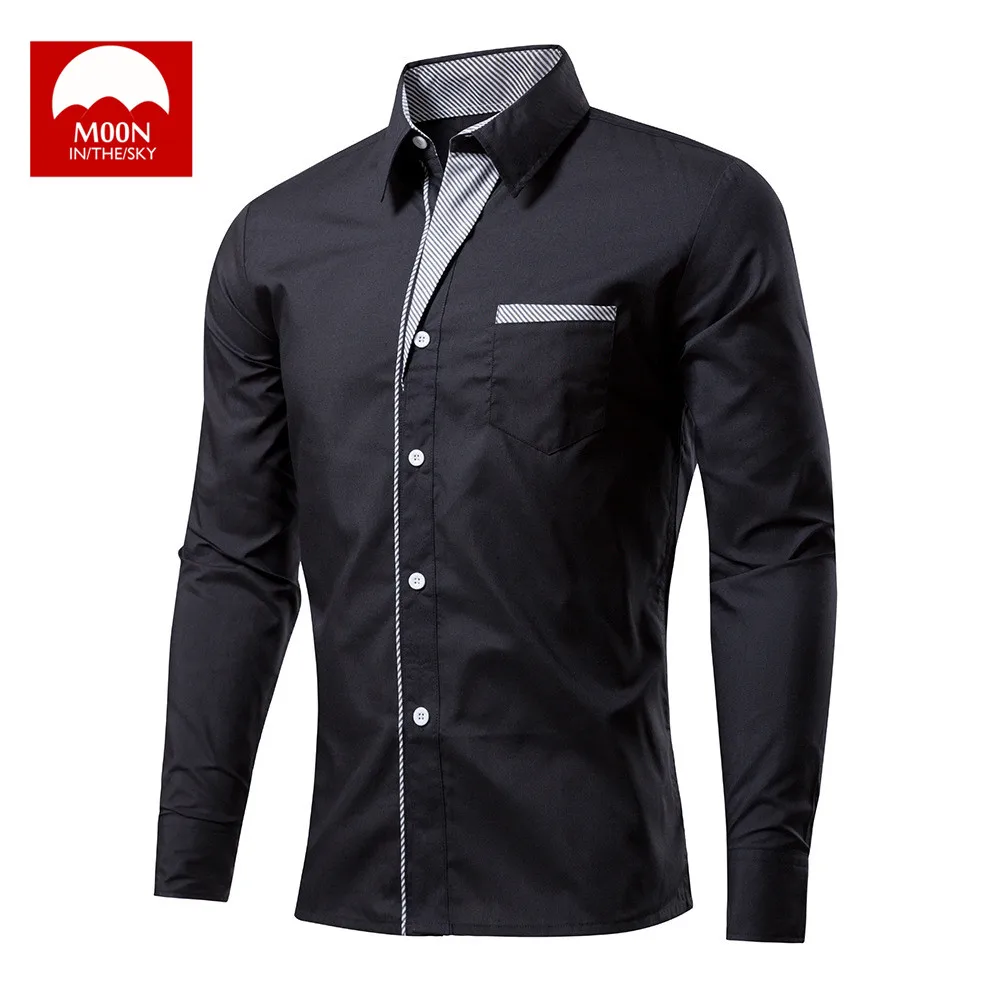 MOON 4XL новая модная брендовая мужская рубашка Camisa Masculina с длинным рукавом, Корейская приталенная дизайнерская официальная повседневная мужская рубашка, CS-024