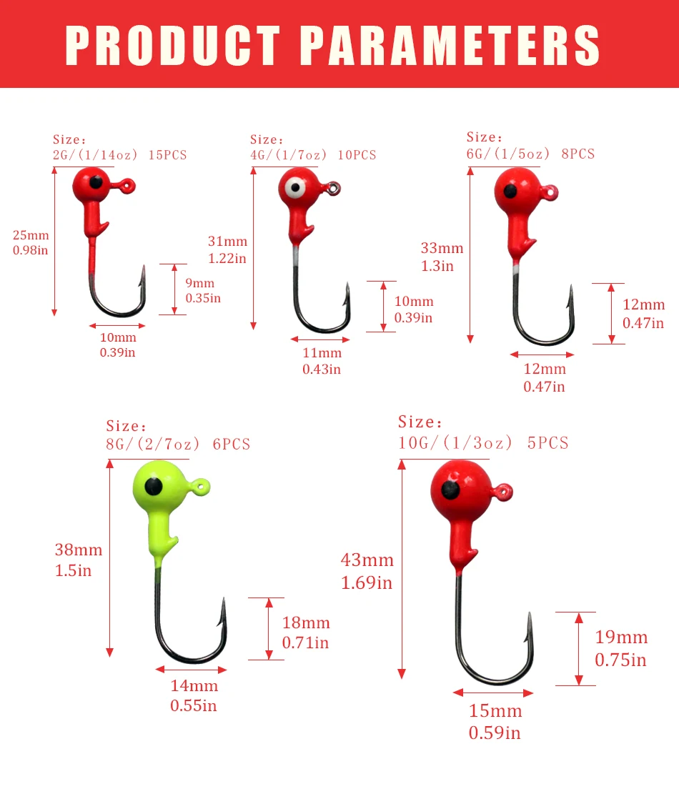 44 шт./кор. Jig Head крюк лед набор рыболовных крючков Sea пресноводный Jig head свинцовые рыболовных крючков с бородкой и крюк для зимней рыбалки