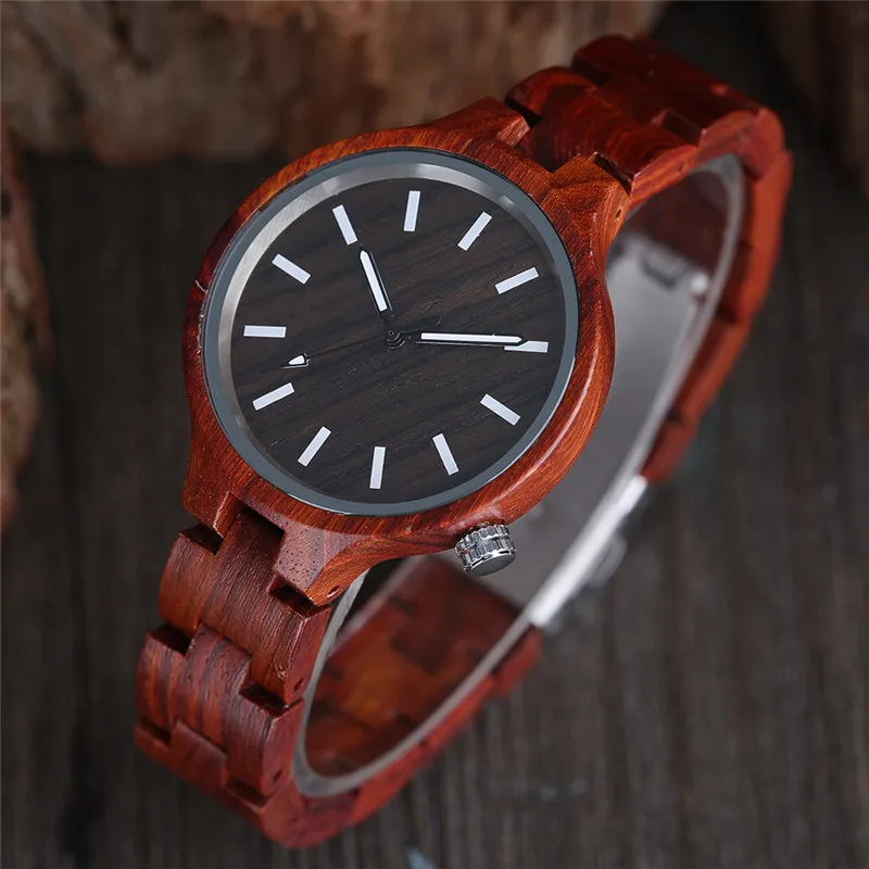 Часы наручные женские с бамбуковым корпусом модные кварцевые аналоговые