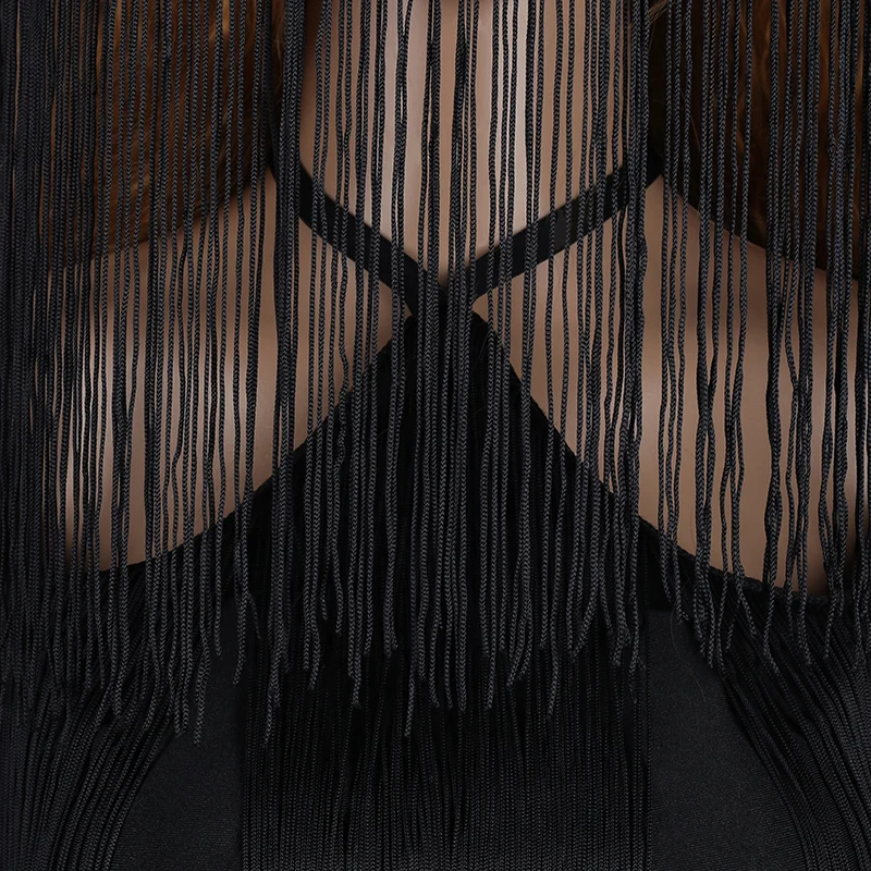 Модный танцевальный костюм комплект черная одежда с кисточками для ночного