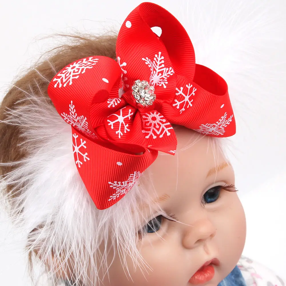 Christmas Infant Kids Baby Girls Boys Headband Feather Braid Bow Hair Band Accessories Free size | Мать и ребенок