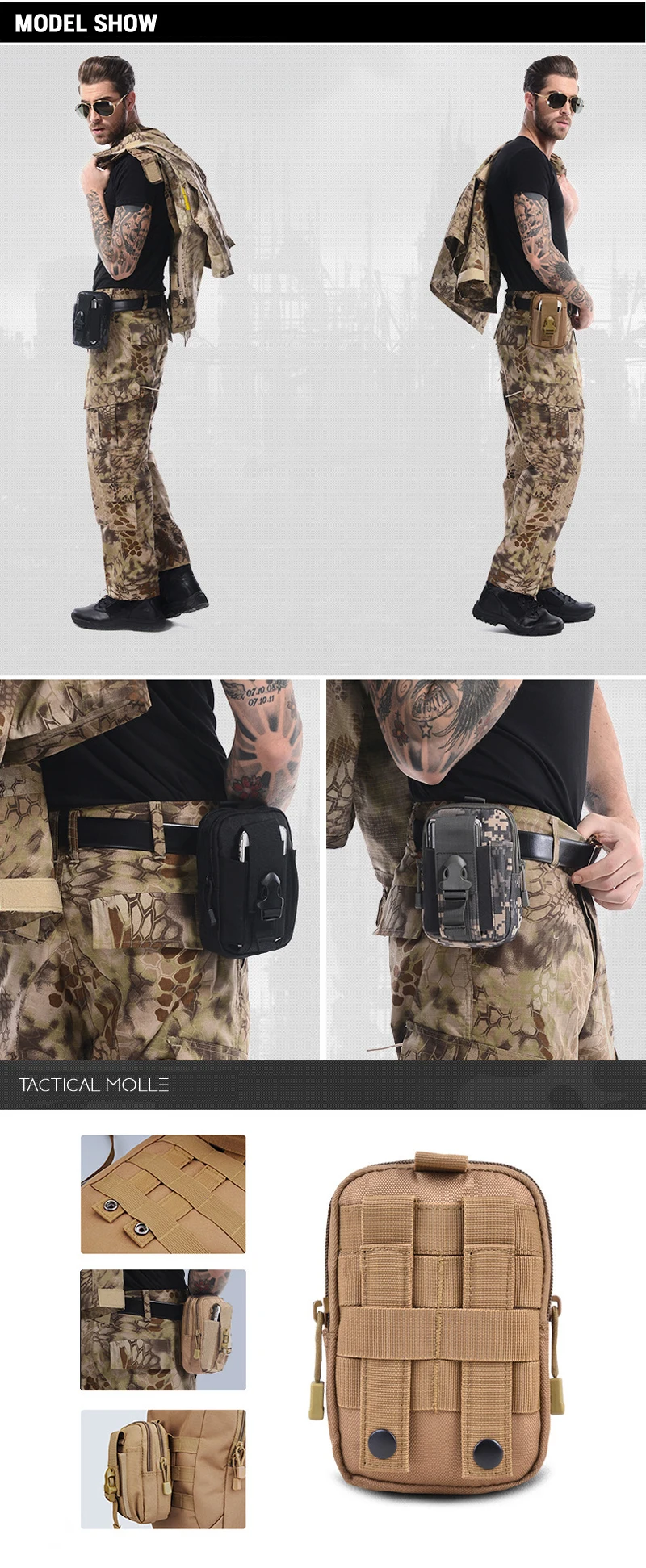 Тактический Чехол Molle EDC, Универсальный гаджет, поясная Сумка для кемпинга, туризма, на открытом воздухе, органайзер для инструментов, чехол для сотового телефона, держатель D30