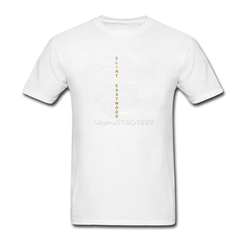 Клин Иствуд футболка на заказ короткий рукав Для Мужчин's Футболки Поп Camiseta