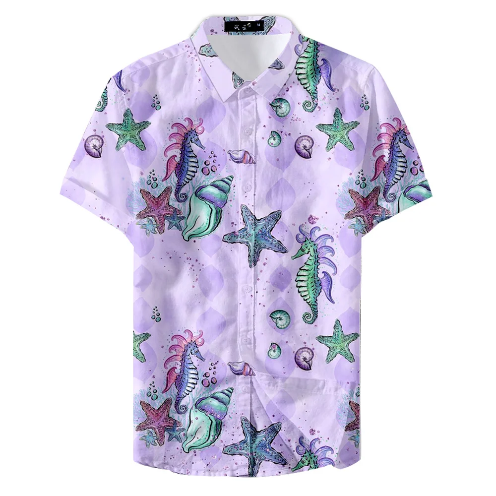 Модная Гавайская Мужская рубашка Морская жизнь модная гавайская ракушка с