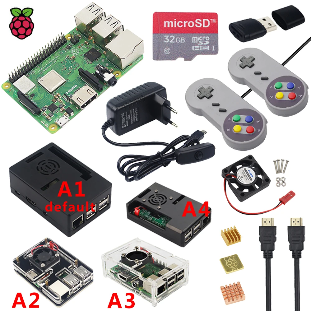 Оригинальный Raspberry Pi 3 Model B Plus WiFi и Bluetooth + чехол вентилятор блок питания радиатор