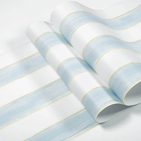 Light Blue Синяя, розовая, белая, полосатая настенная бумага для детской комнаты, современная детская комната, для девочек и мальчиков, украшение из обоев, Papel De Parede 3D - Цвет: Light Blue