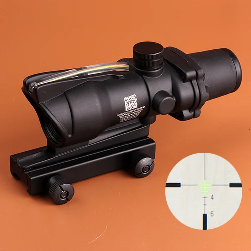 Hunting ACOG 4X32 SCOPE Fiber Source Red Green Orange Illuminated Scope Black Tan Color Tactical Riflescope - Цвет: black4X32green light